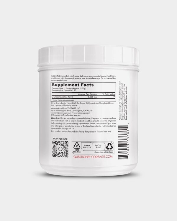 Codeage L-Glutamine+ Free-Form Amino Acid Powder Supplement - Image 4